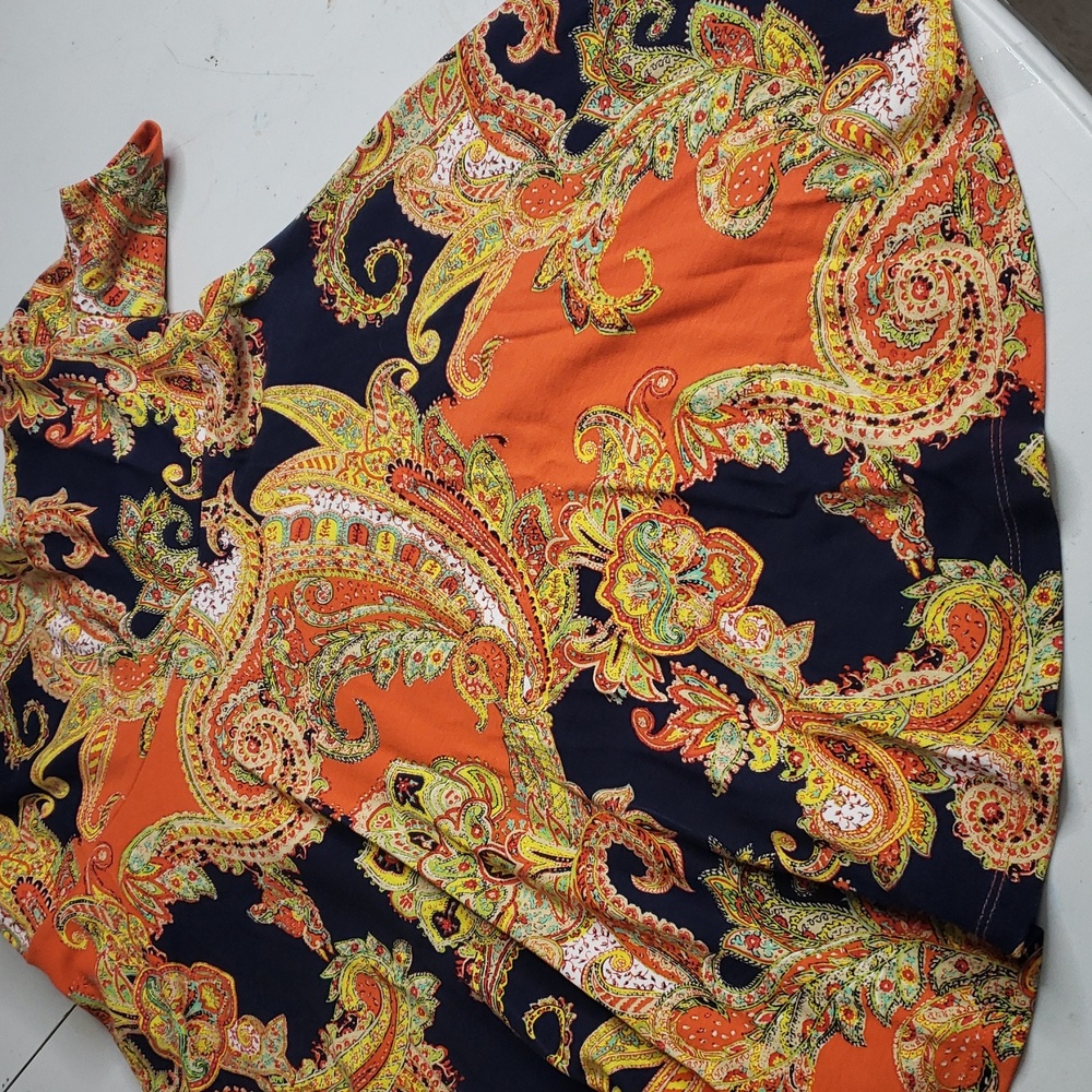 Lauren Ralph Lauren Fit and Flare Paisley JerseyKnit Midi Dress Size S Petite - Picture 15 of 15